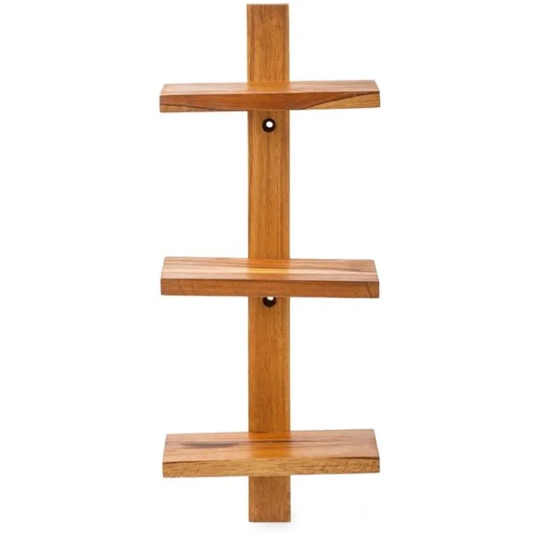Floating Vertical Wall Shelf, 3-Shelf - Walnut