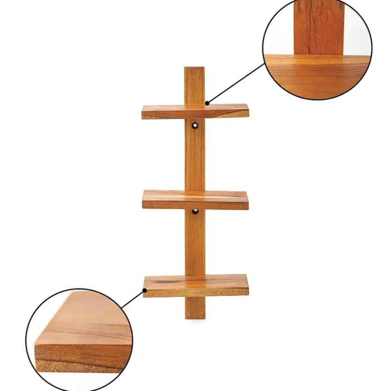 Floating Vertical Wall Shelf, 3-Shelf - Walnut