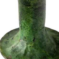 Forged Iron Green Patina Taper Candle Holders, Set of 4