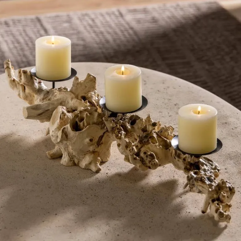 Gamma Wood Candle Holder