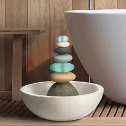Glass and Stone Cairn Fountain