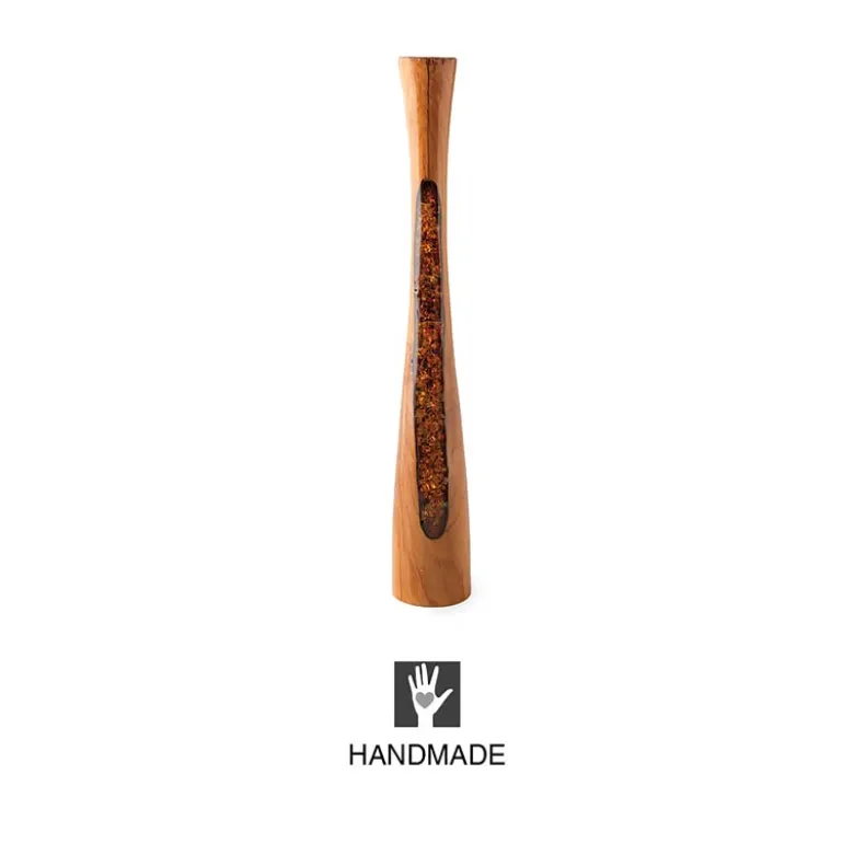 Glass Infused Teak Candle Holder, Tall - Gold
