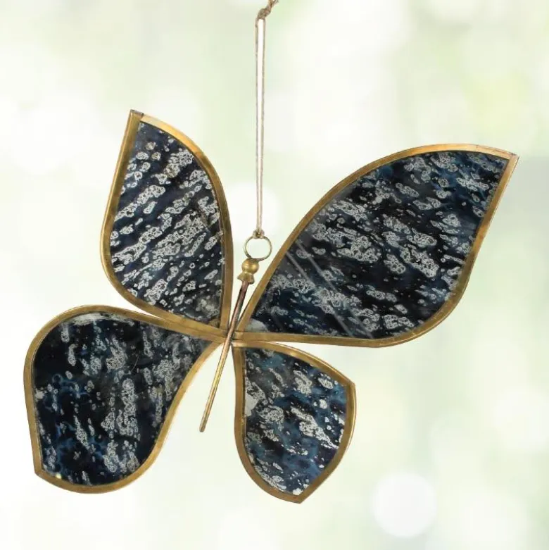 Glass Mirrored Hanging Butterfly