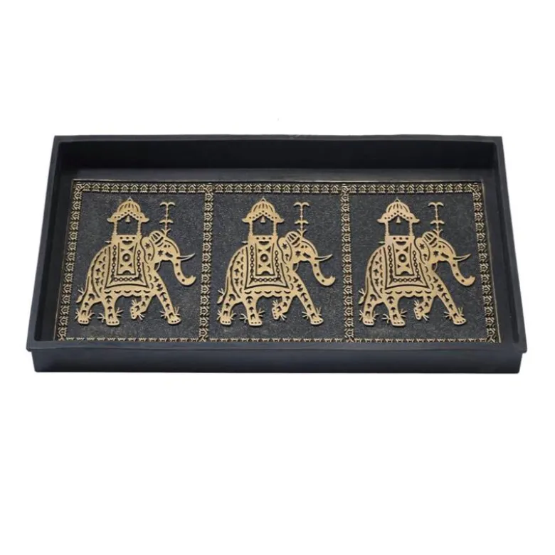 Gold-Brushed Elephant Rubber Boot Tray
