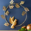 Gold Dove with Olive Branch Metal Wreath