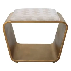 Gold Finish Upholstered Bench/ Stool