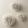 Gold-Rimmed White Ceramic Wall Flowers, Set of 3