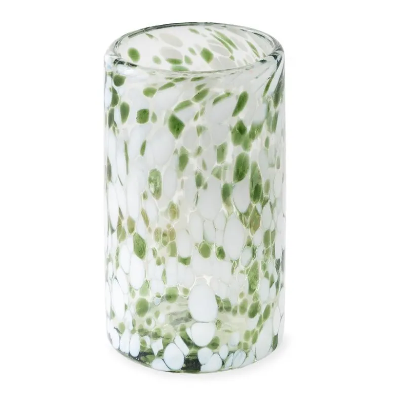 Green and White Recycled Pint Glassware, Set of 4