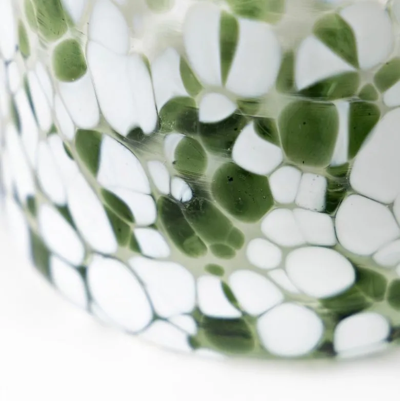 Green and White Recycled Tumbler Glassware, Set of 4