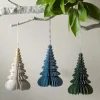 Green Hand-Cut Honeycomb Paper Tree Ornament, 6"H