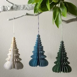 Green Hand-Cut Honeycomb Paper Tree Ornament, 6