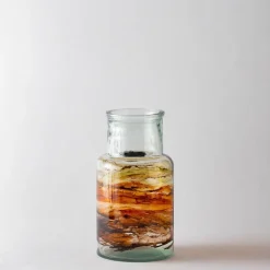 Hand-Blown Recycled Amber Vase, 11"H