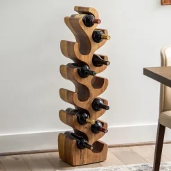 Hand-Carved Giant Suar Wood Wine Rack