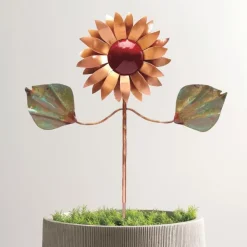 Handcrafted Copper Sunflower Garden Stake