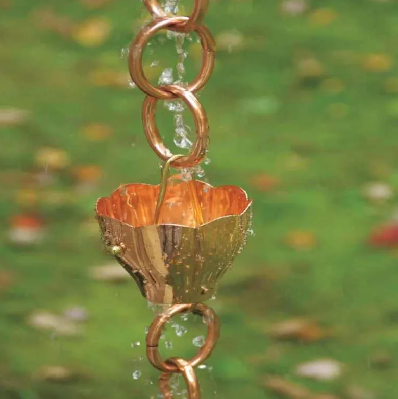 Handcrafted Crocus Flower Rain Chain - Copper