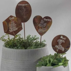 Handcrafted Flamed Copper Herb Stake - Basil