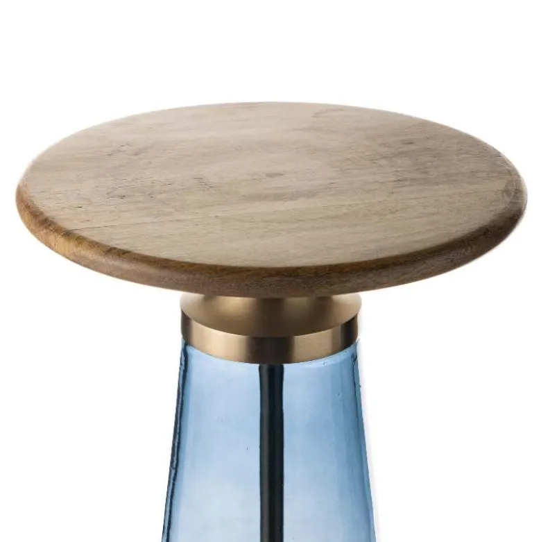 Handcrafted Glass Drink Table - Blue