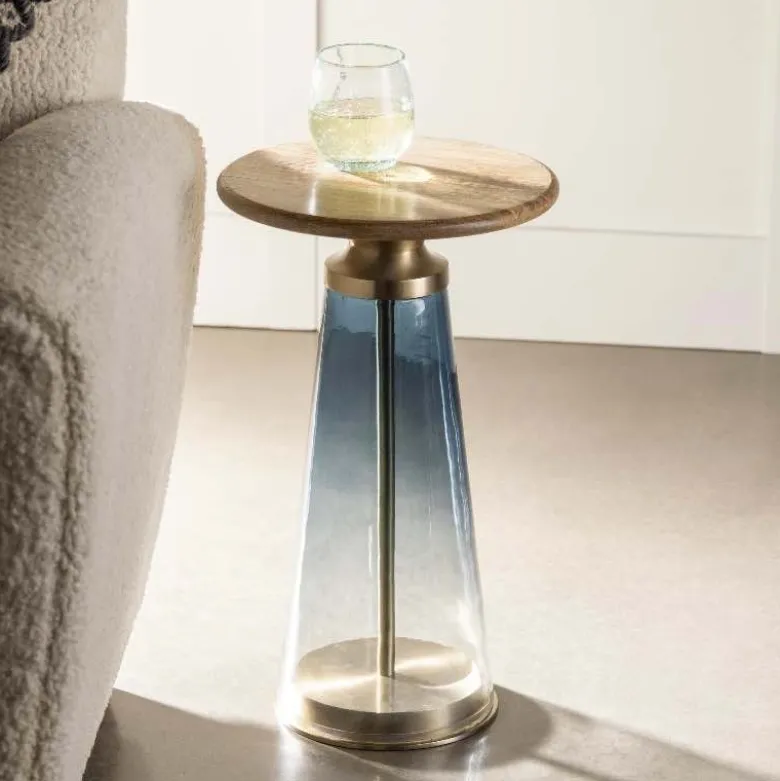 Handcrafted Glass Drink Table - Blue