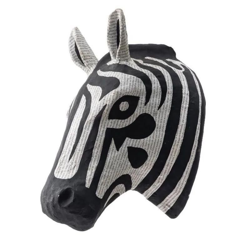 Handcrafted Haitian Artisan Paper Mache Zebra Head