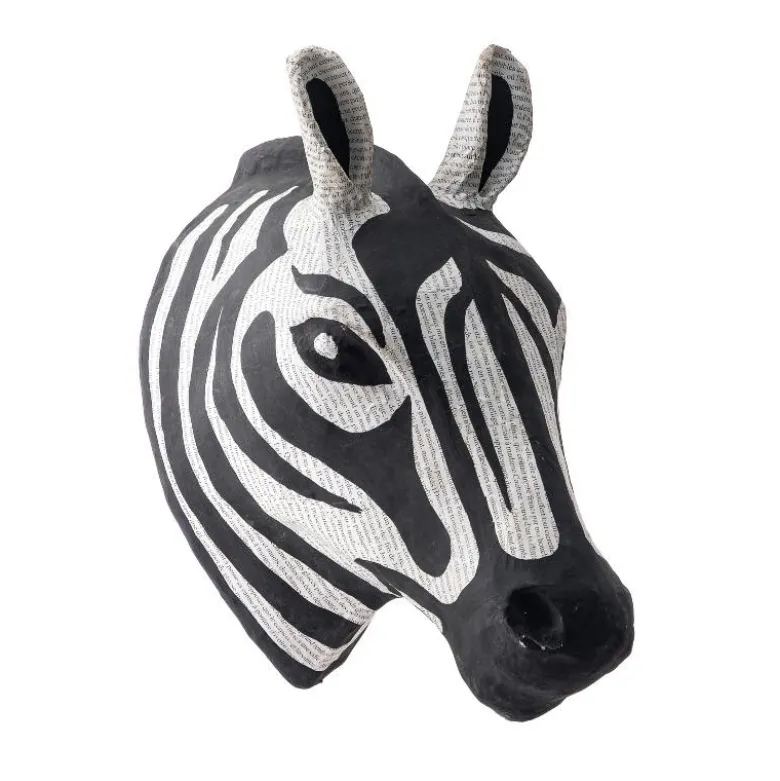 Handcrafted Haitian Artisan Paper Mache Zebra Head