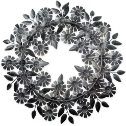 Handcrafted Pink and Orange Zinnias Metal Wreath