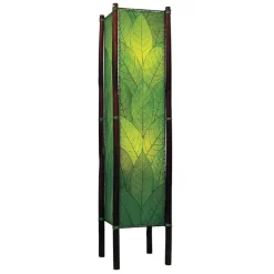 Handcrafted Rattan and Cocoa Leaves Floor Lamp - Green