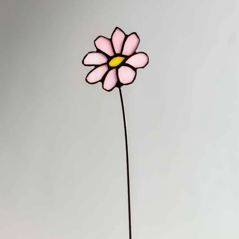 Handcrafted Stained Glass Flower Stakes - Birth Month - October