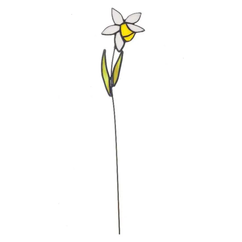 Handcrafted Stained Glass Flower Stakes - Birth Month - December
