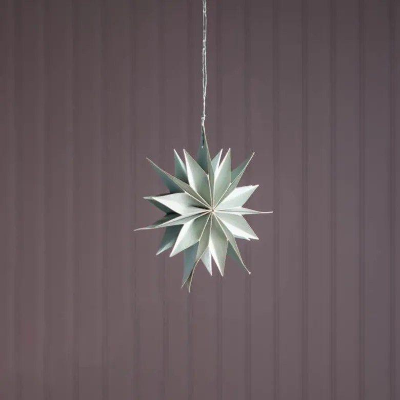 Handmade Paper and Wood Hanging Star, 8" dia.