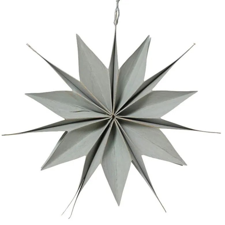Handmade Paper and Wood Hanging Star, 8" dia.