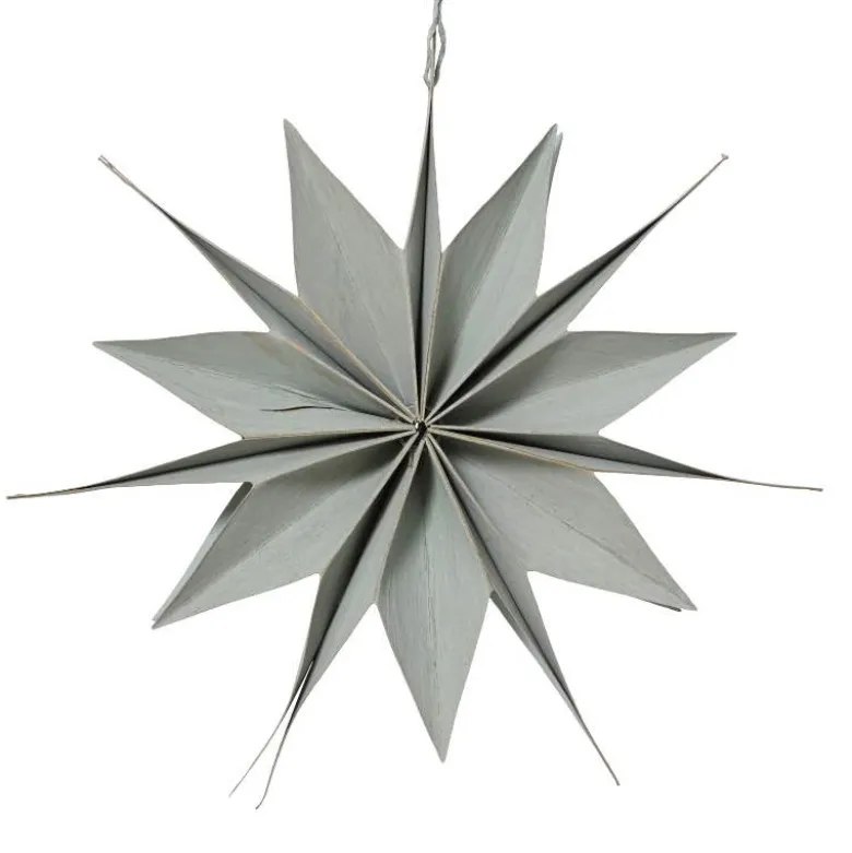 Handmade Paper and Wood Hanging Star, 19.5" dia.