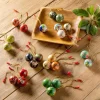Hand-Painted Paper Mache Ornaments, Set of 24