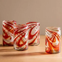 Holiday Swirl Recycled Glass Pints, Set of 4