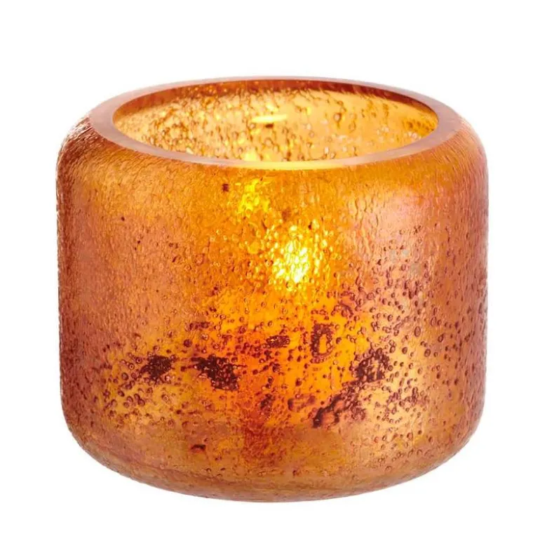 Hubbard Glass Tealight Holders - Orange Glaze