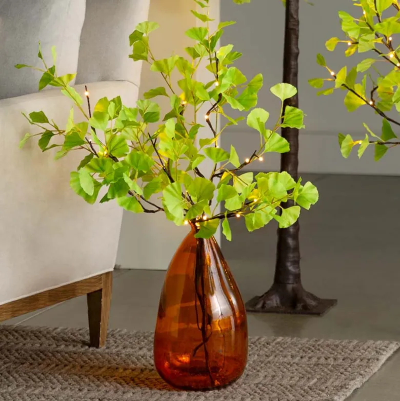Indoor/ Outdoor Battery-Operated Lighted Ginkgo Branches, Set of 2