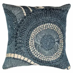 Indoor/Outdoor Blue Circle Pillow, 18" sq