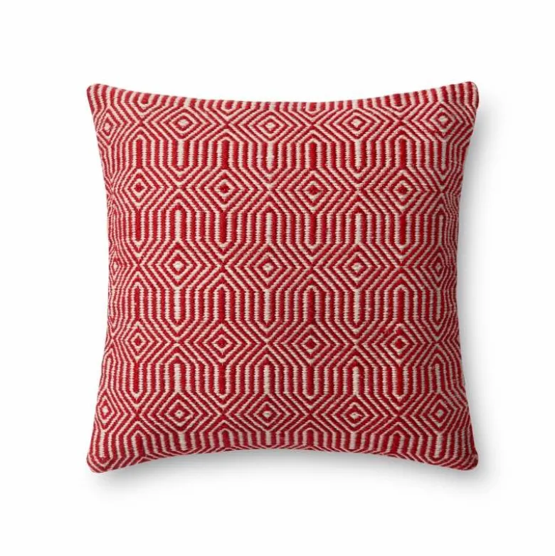 Indoor/Outdoor Colorful Pillow, 22" sq. - Red
