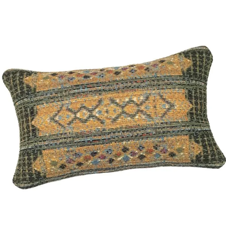 Indoor/Outdoor Marina Tribal Green Stripe Lumbar Pillow