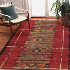 Indoor/ Outdoor Marina Tribal Stripe Red Rug, 3 x 5