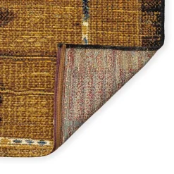 Indoor/ Outdoor Marina Tribal Stripe Gold Rug, 5' x 7'