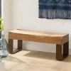 Indoor/ Outdoor Montanha Reclaimed Wood and Metal Bench