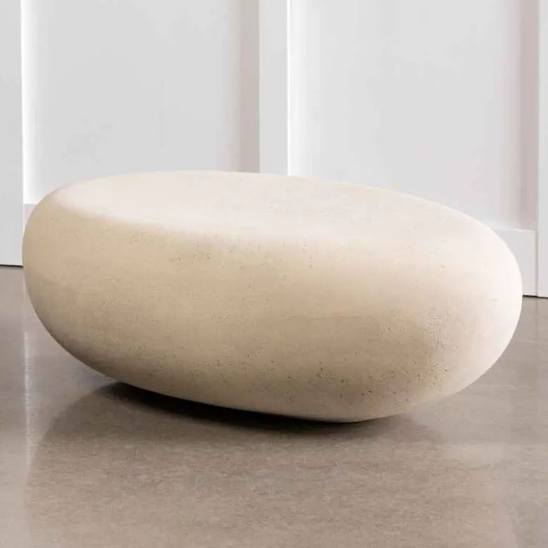 Indoor/ Outdoor River Stone Cast Coffee Table, Small (stone)