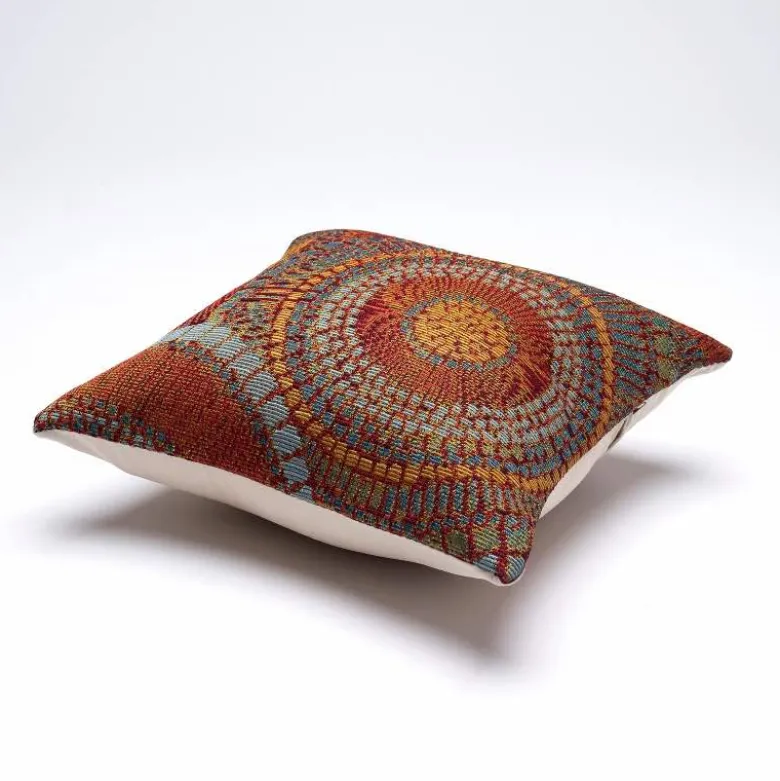 Indoor/Outdoor Saffron Circle Pillow, 18" sq.