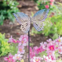 Iridescent Cast Aluminum Butterfly Stake