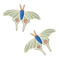 Large-Scale Ceramic Sculpted Moth Wall Art, Set of 2 - White