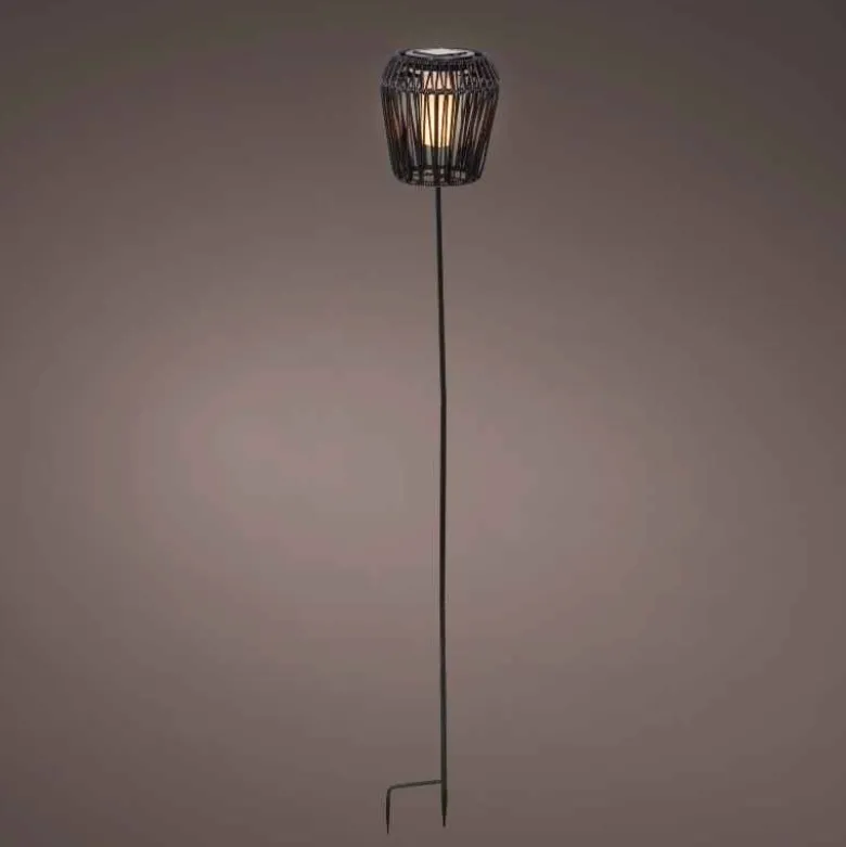 LED Solar Wicker Stake Light with Flame