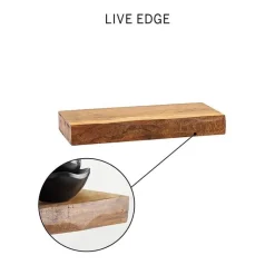 Live-Edge Mango Wood Floating Shelf, 24