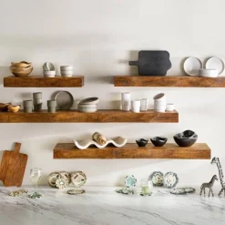 Live-Edge Mango Wood Floating Shelf, 48"L x 10"W