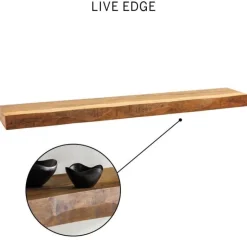 Live-Edge Mango Wood Floating Shelf, 60
