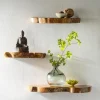 Live Edge Teak Floating Shelves, Set of 3